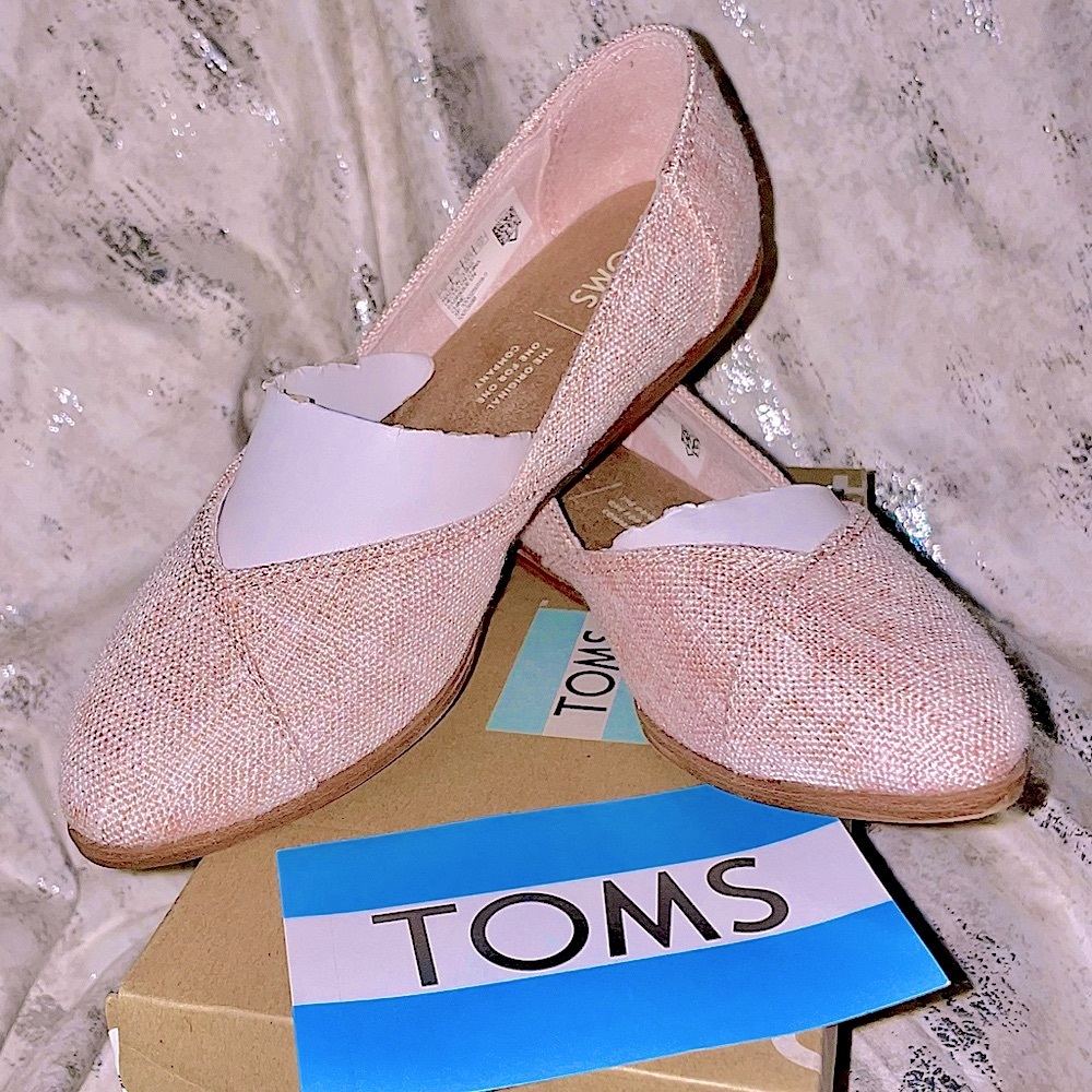 TOMS Jutti Pink Canvas Linen Ballet Flats Slip-on Women’s Shoes Size 5 RARE NIB